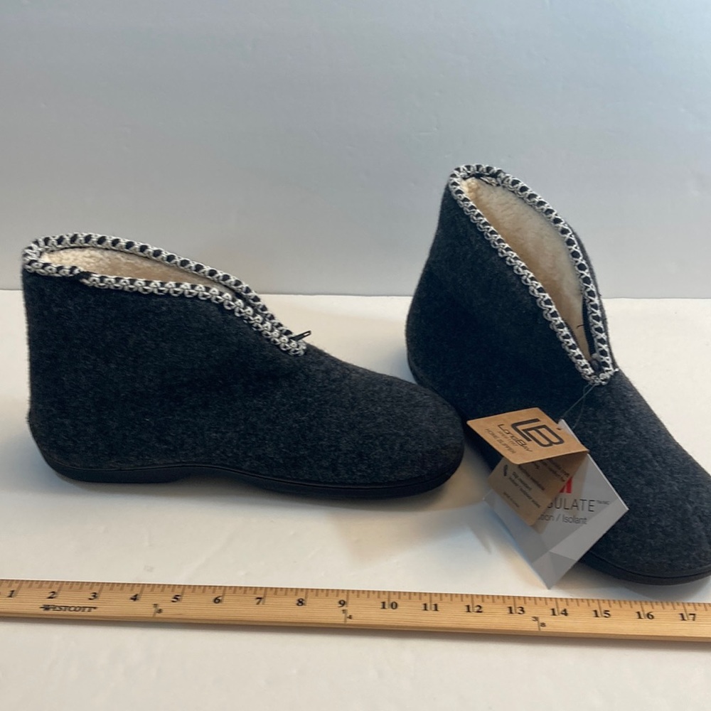 Bootie Boot Slipper Indoor Outdoor Sole Medium 9/10 Gray Warm 3M Thinsulate